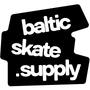 A black logo styled as a die-cut sticker or decal with the words 'baltic skate .supply' in bold white lowercase text, shown on a plain white background.